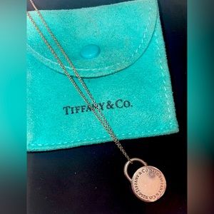 Tiffany & Co. Sterling Silver 1837 Round Circle Padlock Pendant Necklace